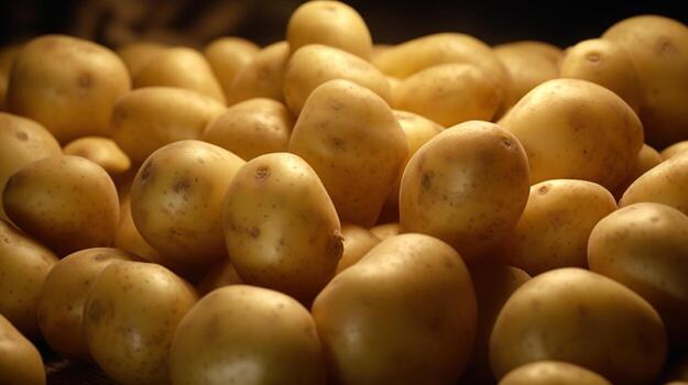 generative ai close up fresh organic whole potato background farmers market vegetable photo
